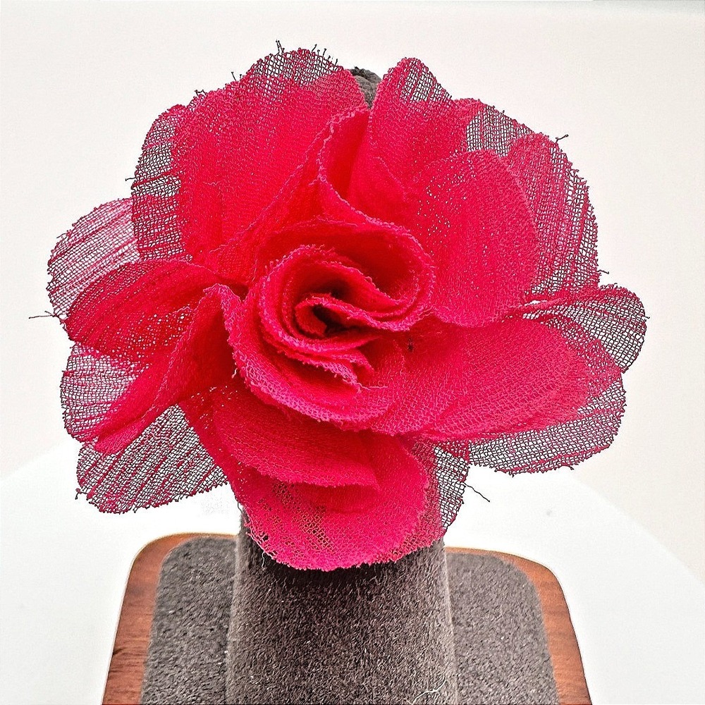 Vintage Y2K Hot Pink Floral Ring Silver Tone Retro Women's Classic Jewelry Retro
